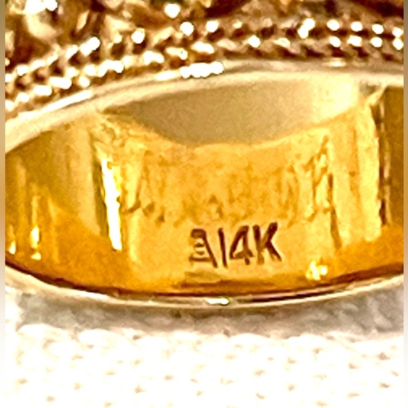 Antique Jade 14K Gold Milgrain Textured Wide Band Eternity Ring 11.08 Grams - Picture 10 of 16